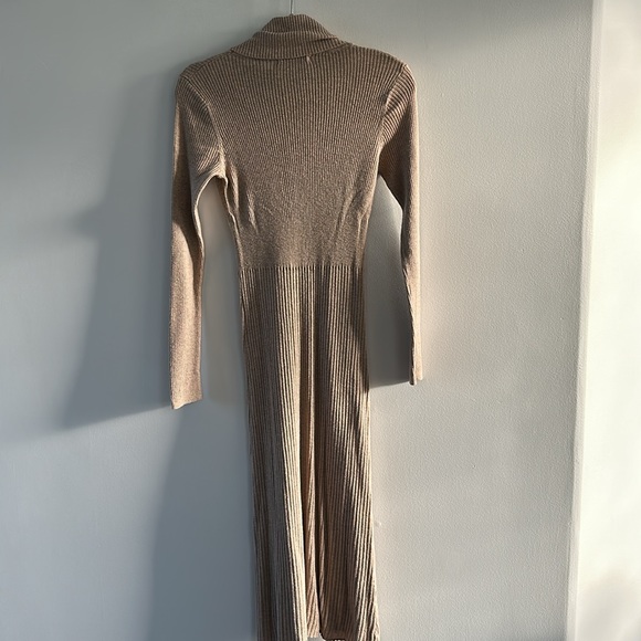 MNG ribbed knit turtleneck dress in tan color size Small - Picture 7 of 9